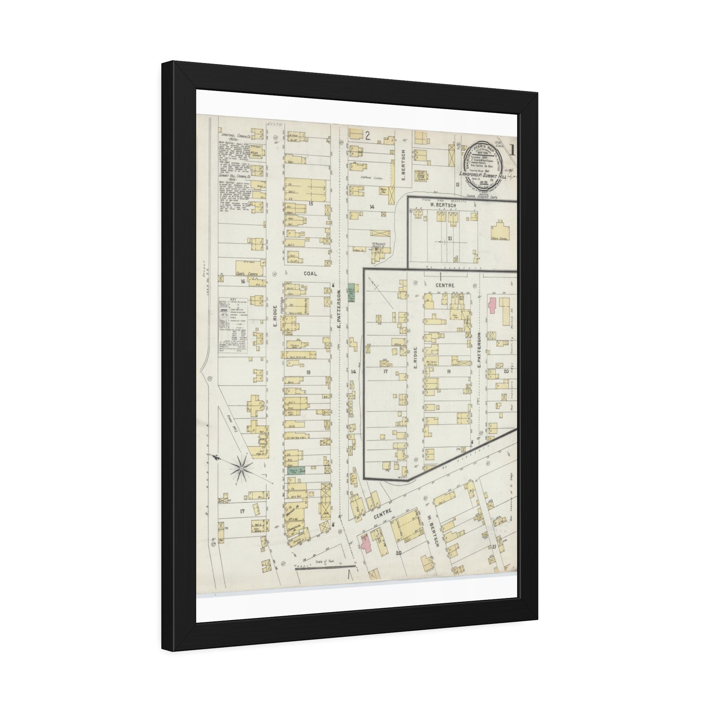Sanborn Fire Insurance Maps — Lansford — Framed