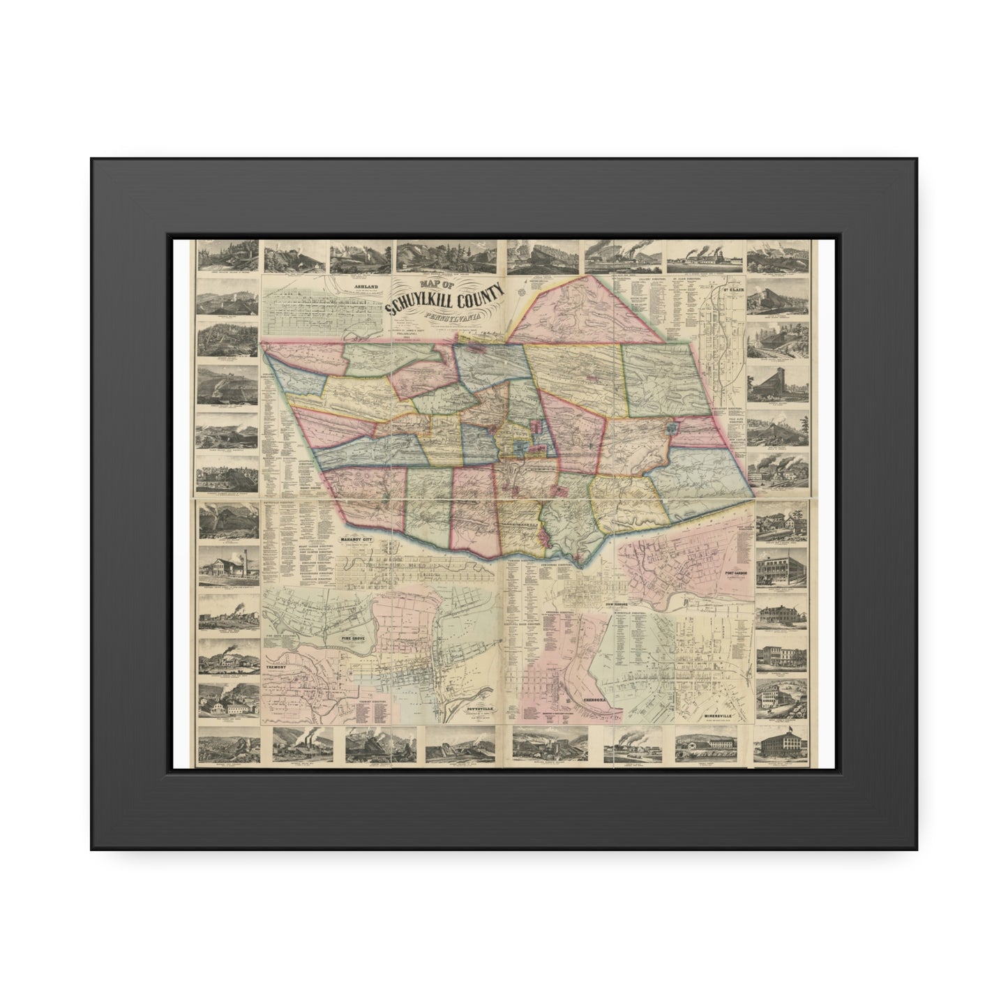 Map of Schuylkill County, Pennsylvania: From Actual Surveys (Scott) — Framed