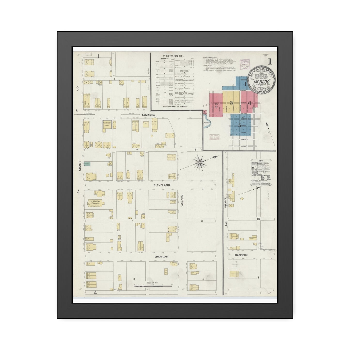 Sanborn Fire Insurance Maps — McAdoo — Framed