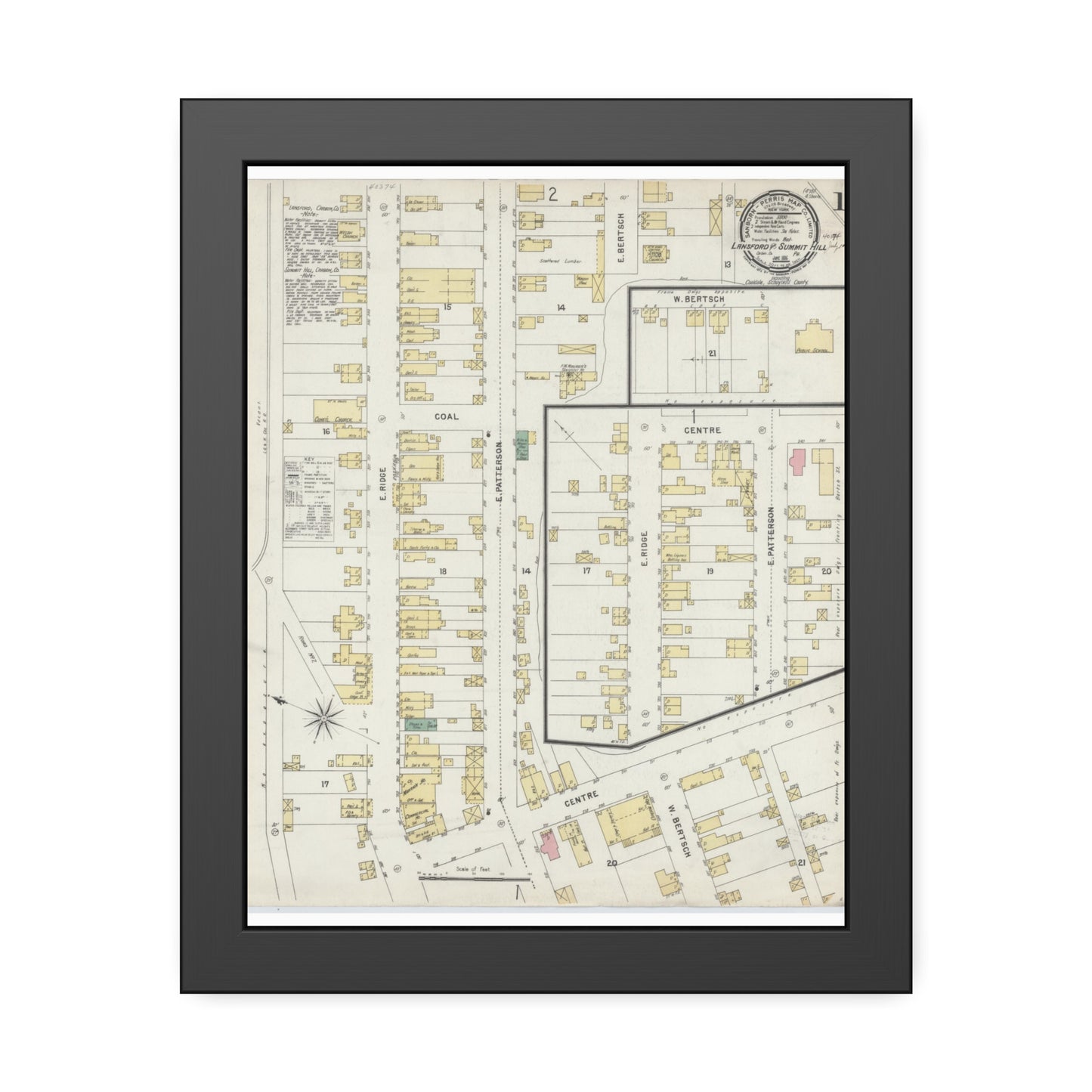 Sanborn Fire Insurance Maps — Lansford — Framed