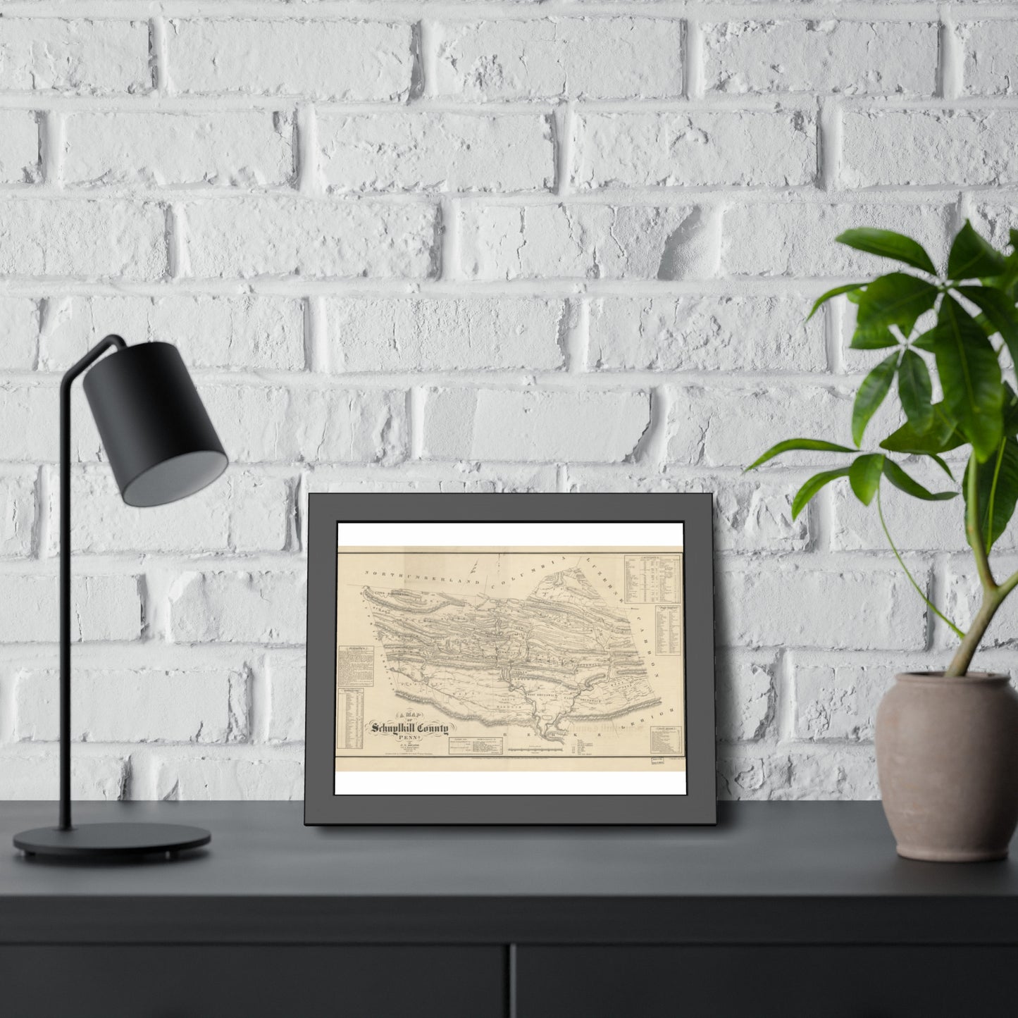 A Map of Schuylkill County, Penna. (Sheafer / Barnes) — Framed
