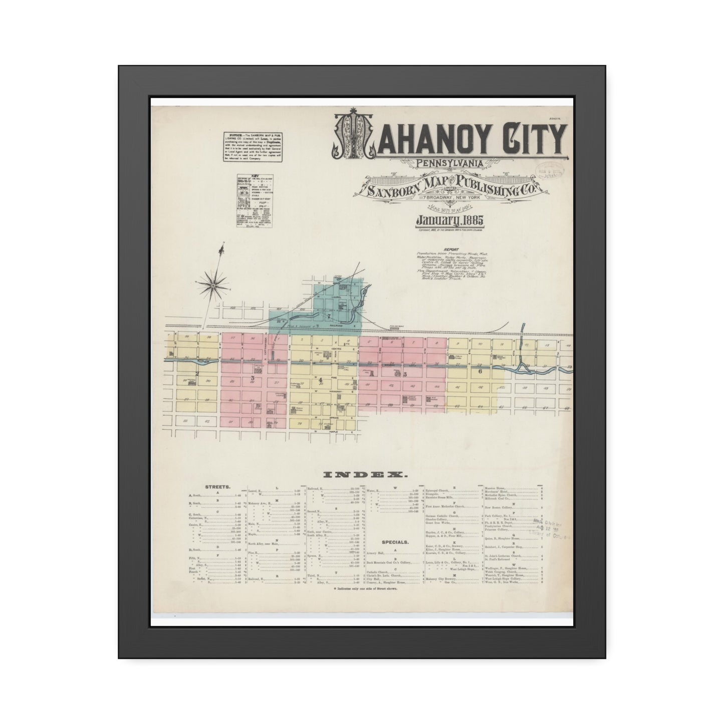 Sanborn Fire Insurance Maps — Mahanoy City — Framed