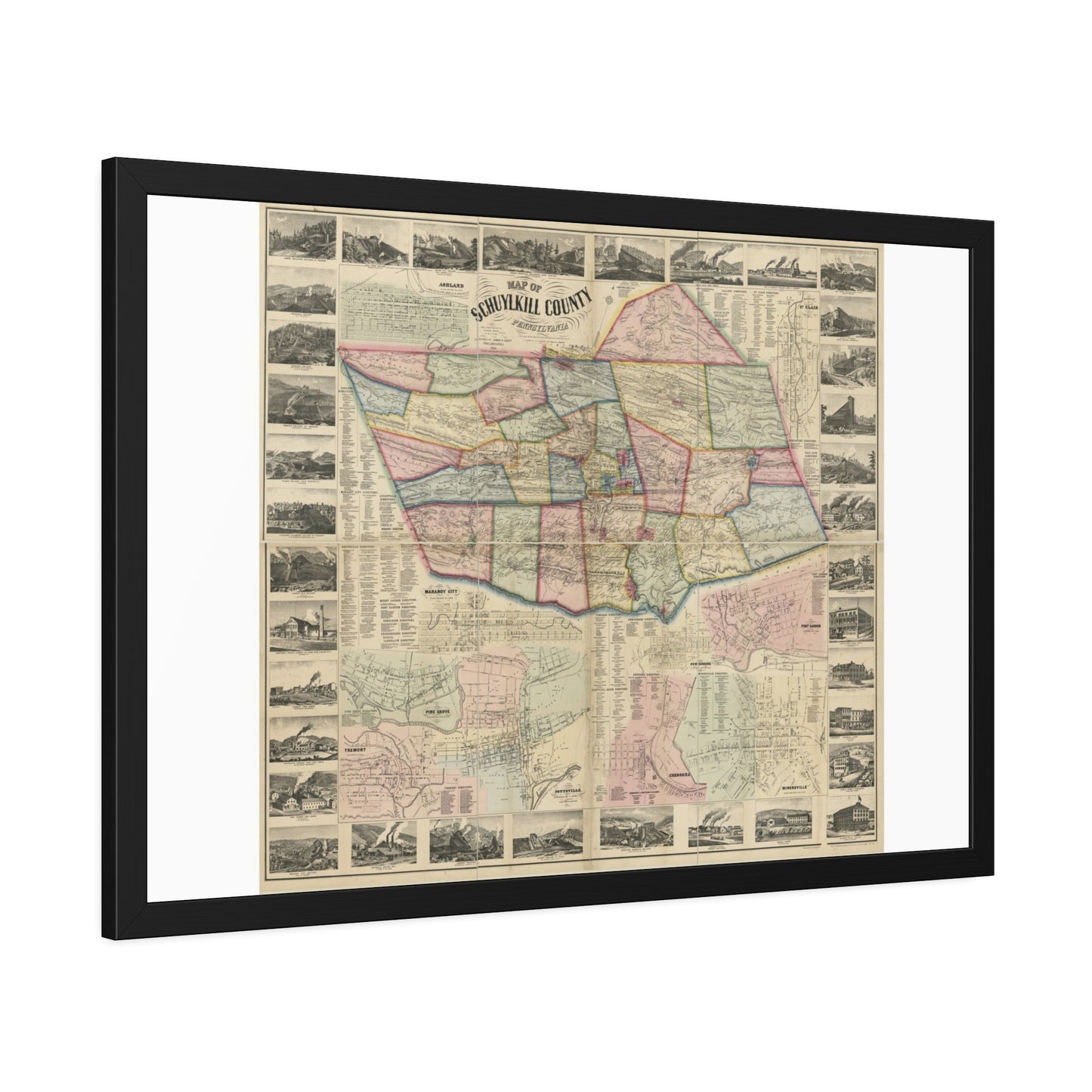 Map of Schuylkill County, Pennsylvania: From Actual Surveys (Scott) — Framed