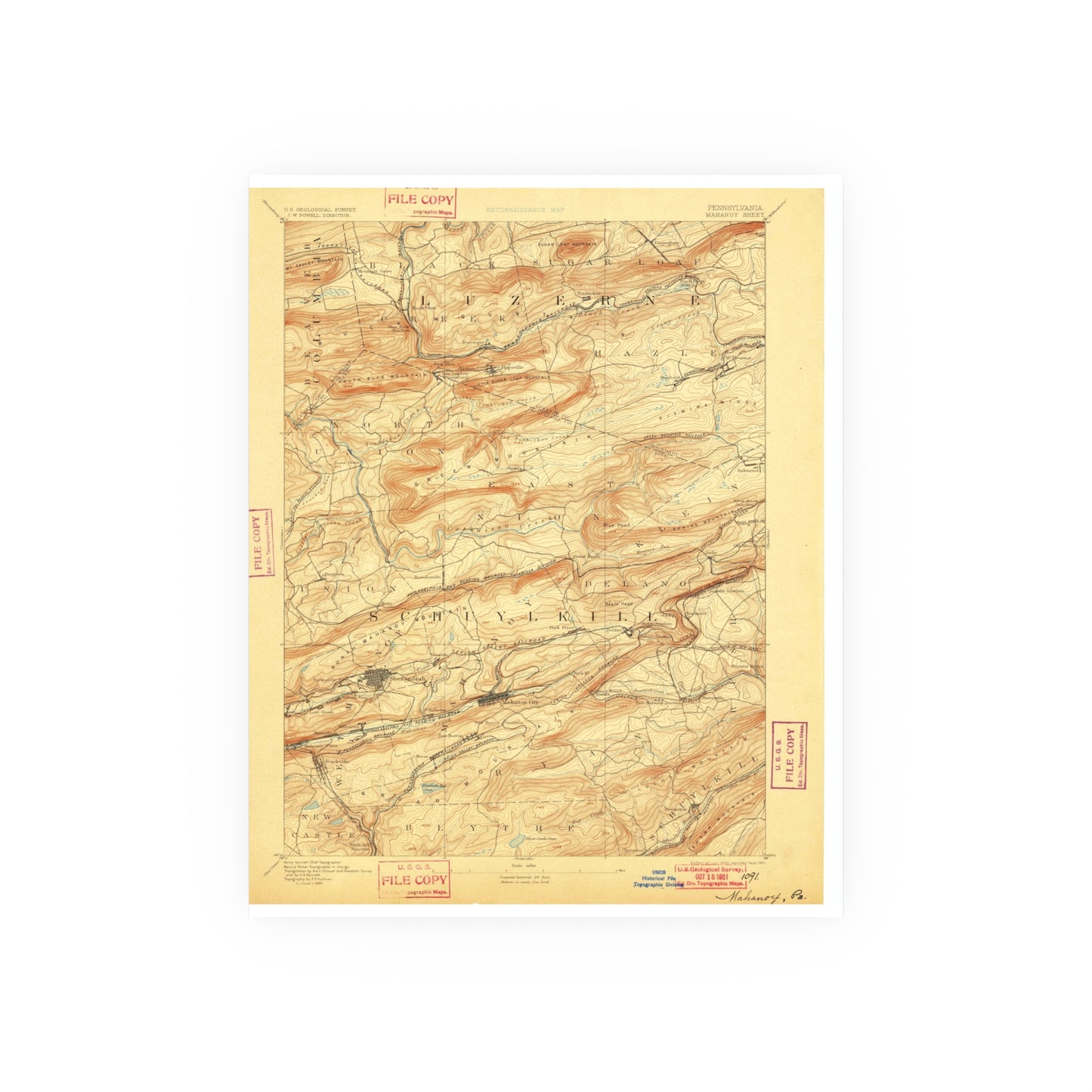 USGS Topographic Map — Mahanoy Quadrangle, 1893
