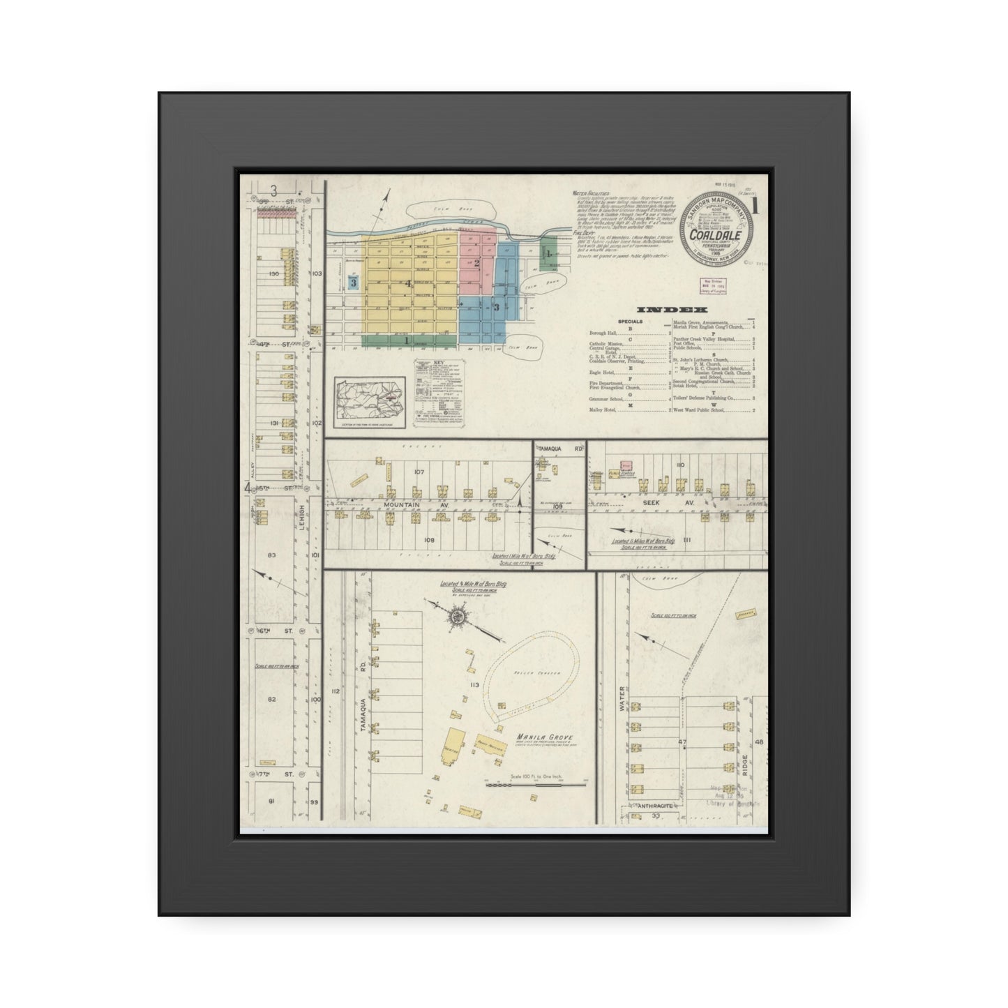 Sanborn Fire Insurance Maps — Coaldale — Framed