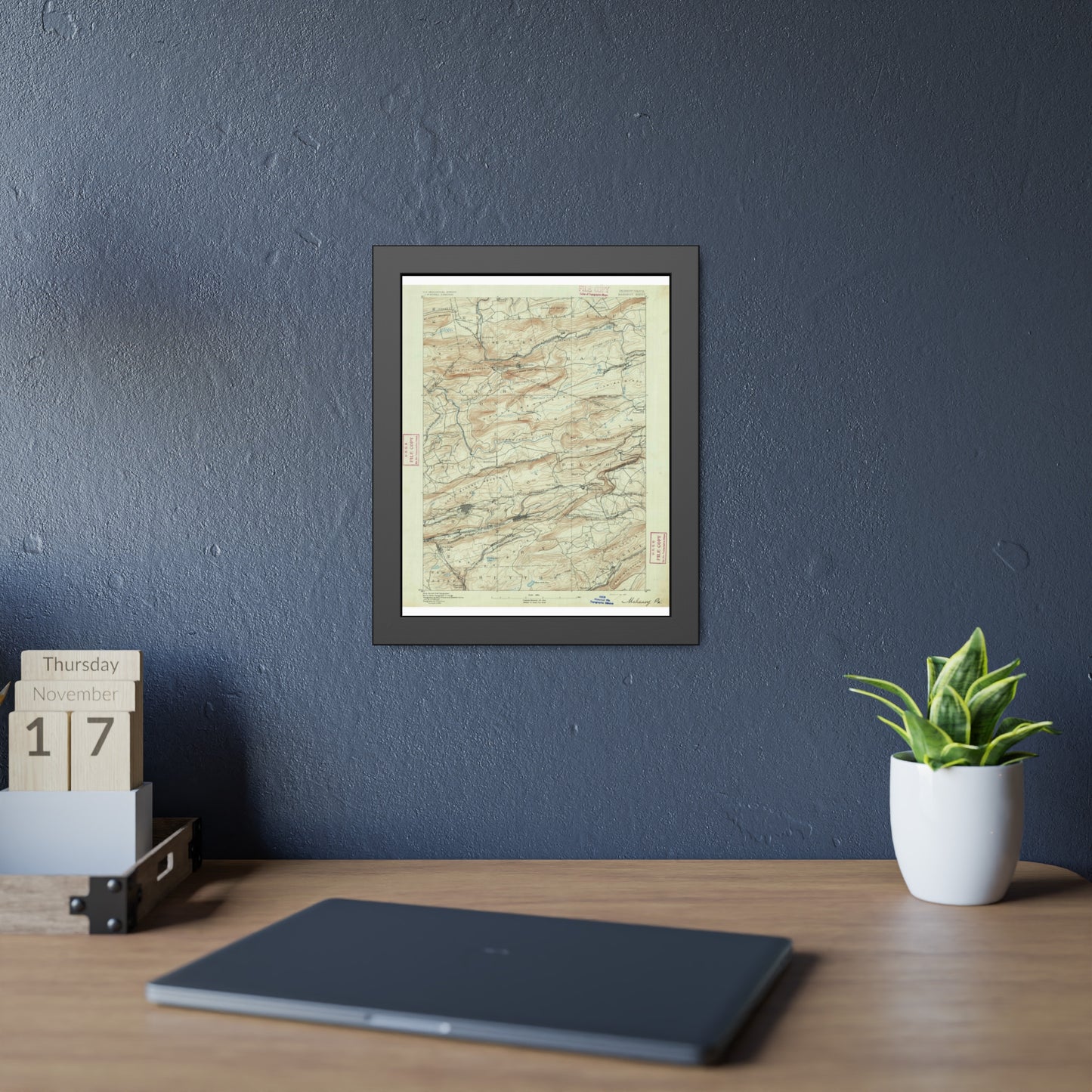 USGS Topographic Map — Mahanoy Quadrangle, 1892 — Framed