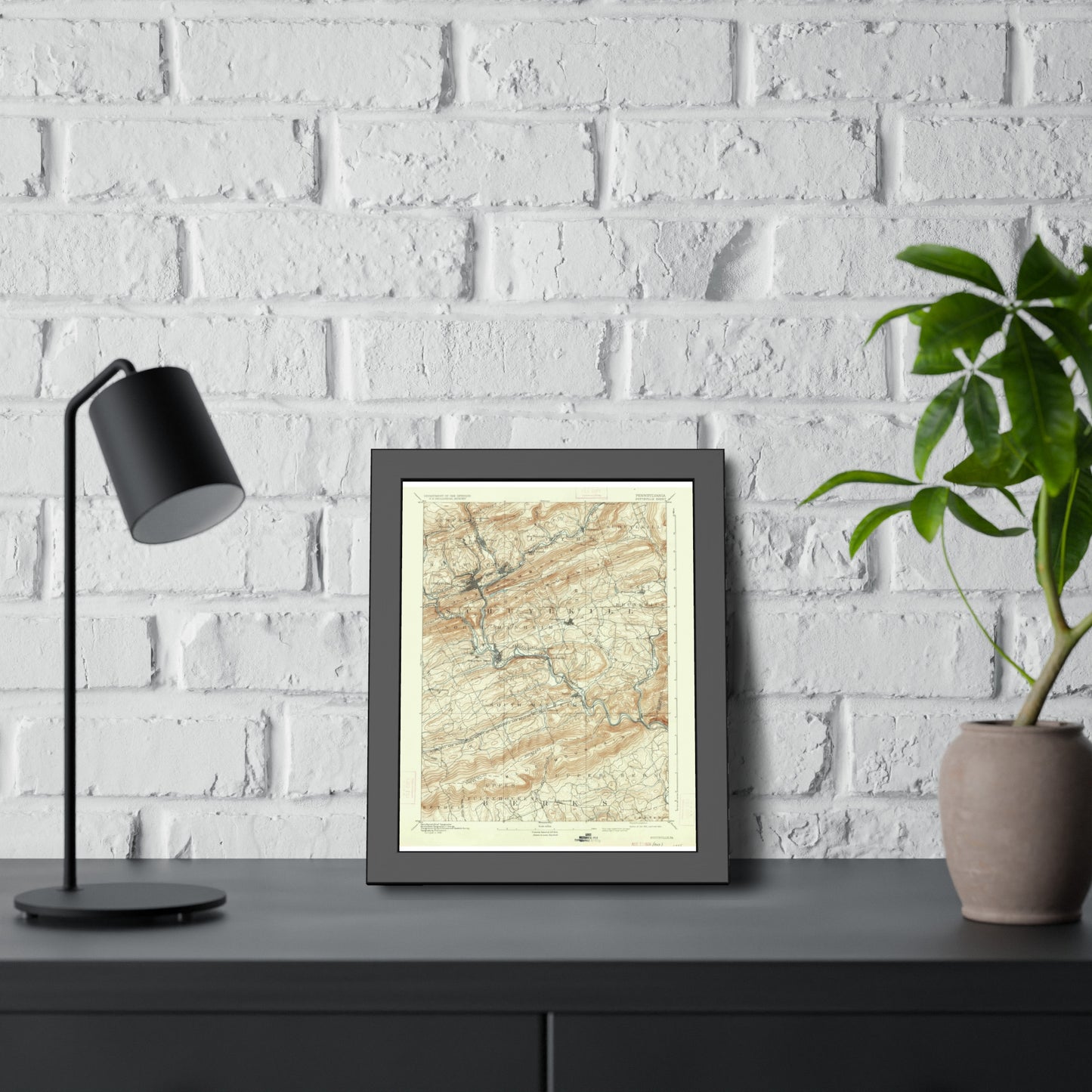 USGS Topographic Map — Pottsville Quadrangle, 1891 — Framed