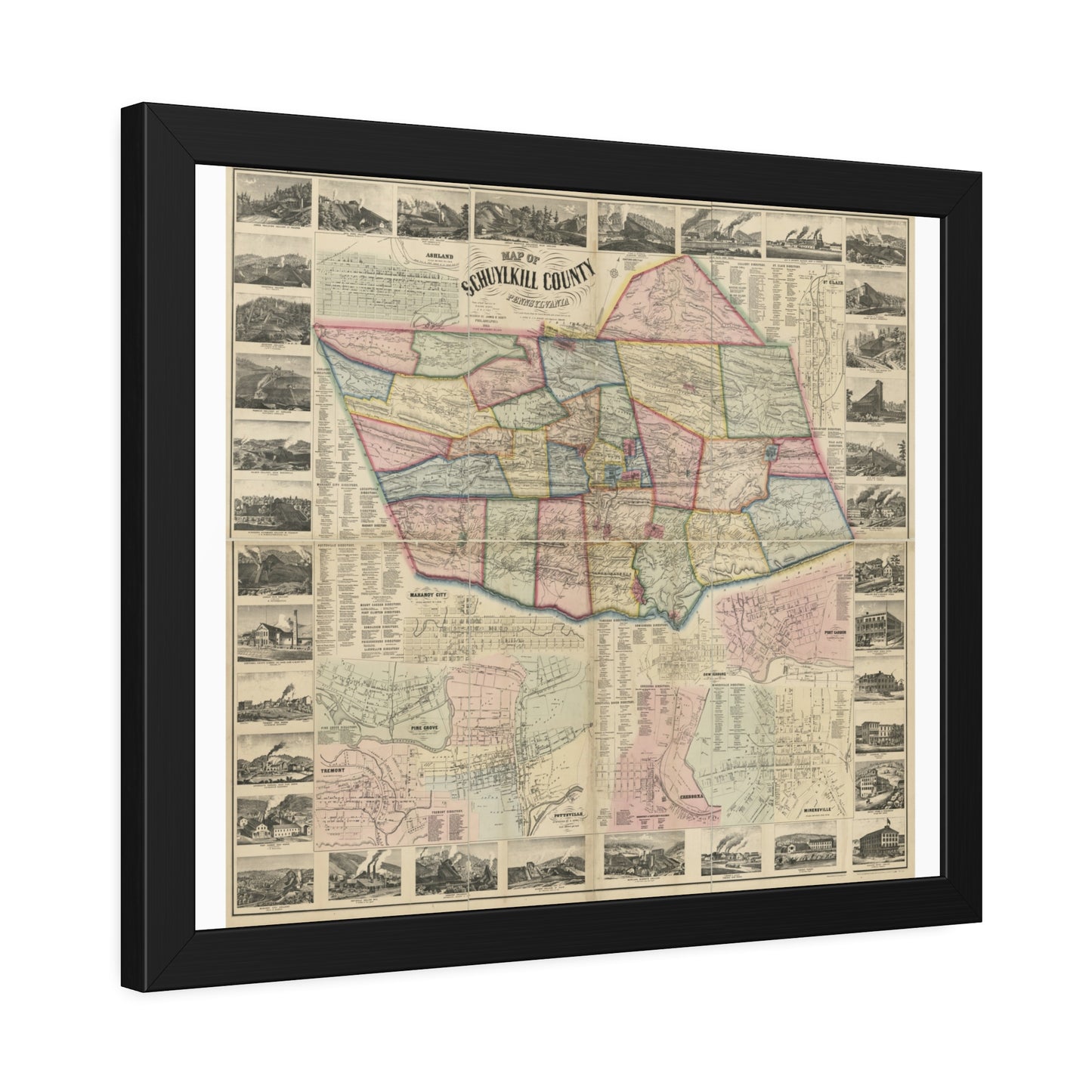 Map of Schuylkill County, Pennsylvania: From Actual Surveys (Scott) — Framed