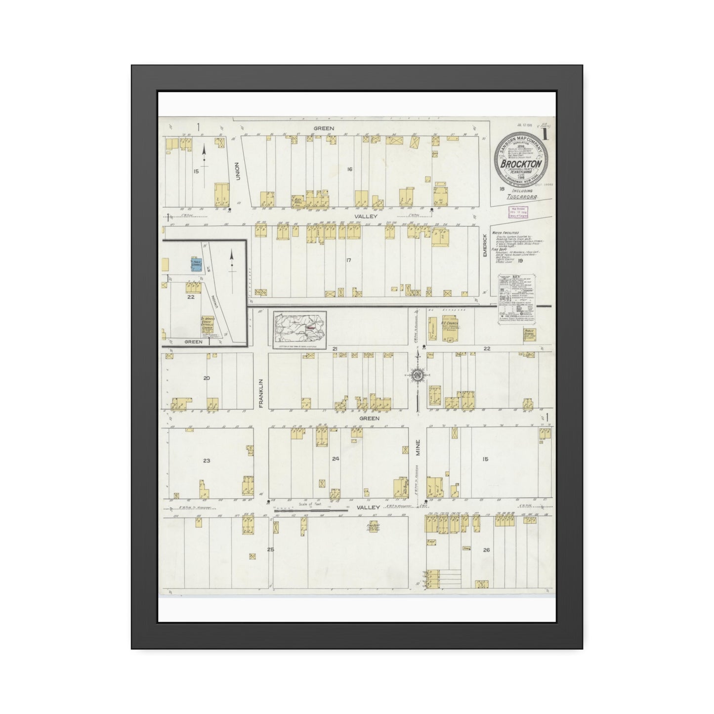 Sanborn Fire Insurance Maps — Brockton — Framed