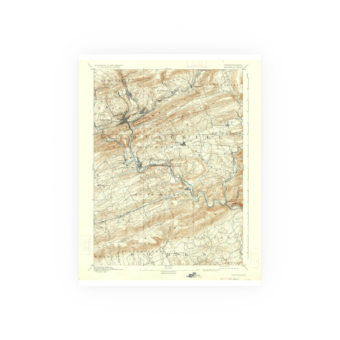 USGS Topographic Map — Pottsville Quadrangle, 1891