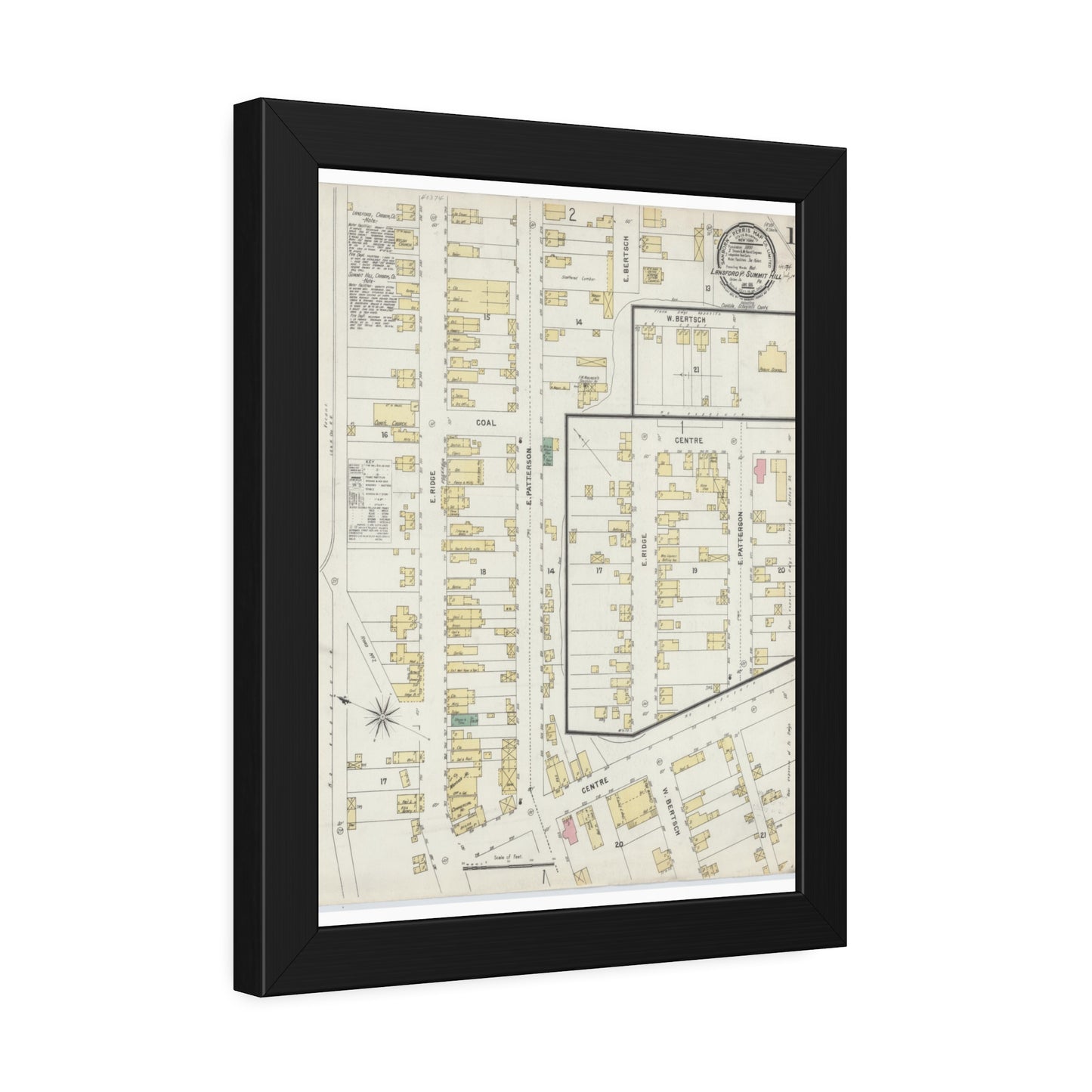 Sanborn Fire Insurance Maps — Lansford — Framed