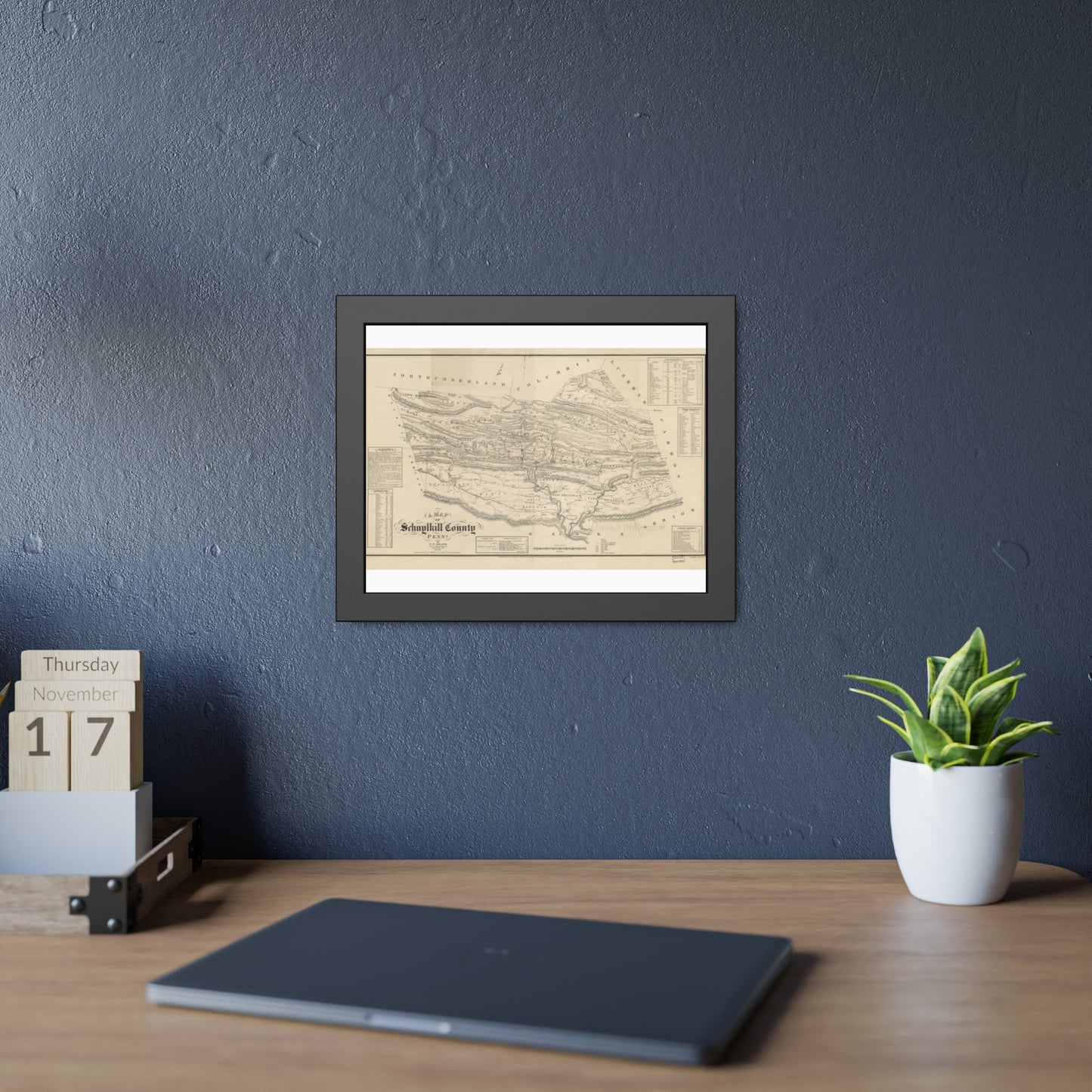 A Map of Schuylkill County, Penna. (Sheafer / Barnes) — Framed