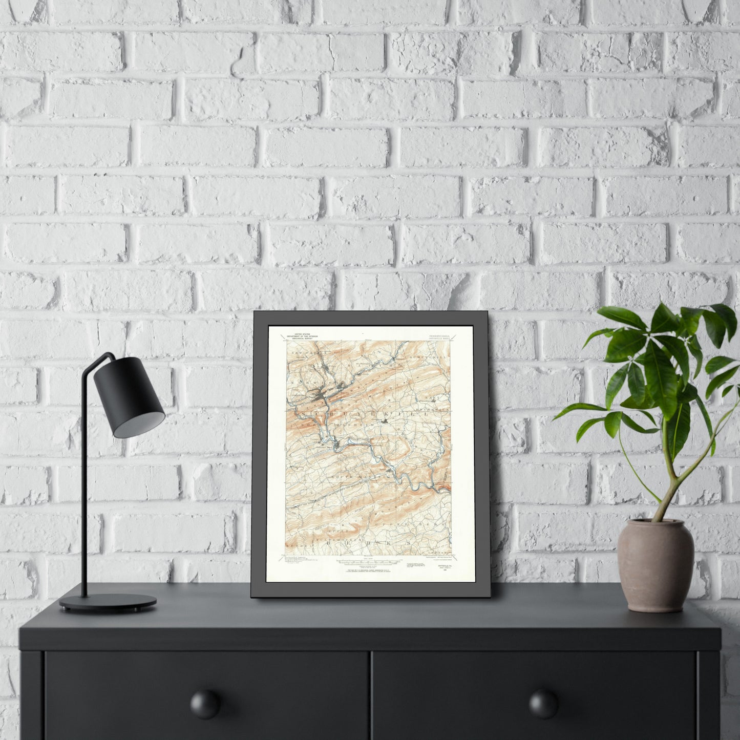 USGS Topographic Map — Pottsville Quadrangle, 1889 — Framed