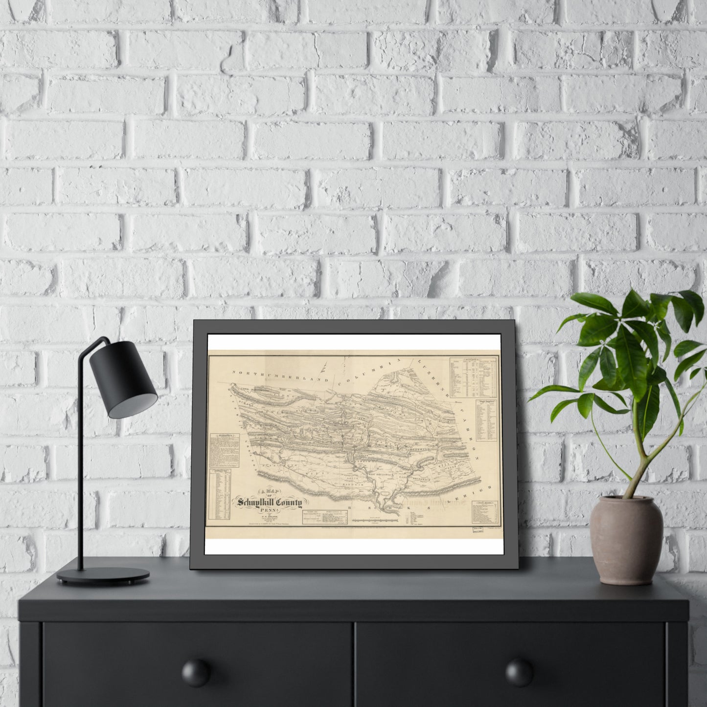 A Map of Schuylkill County, Penna. (Sheafer / Barnes) — Framed