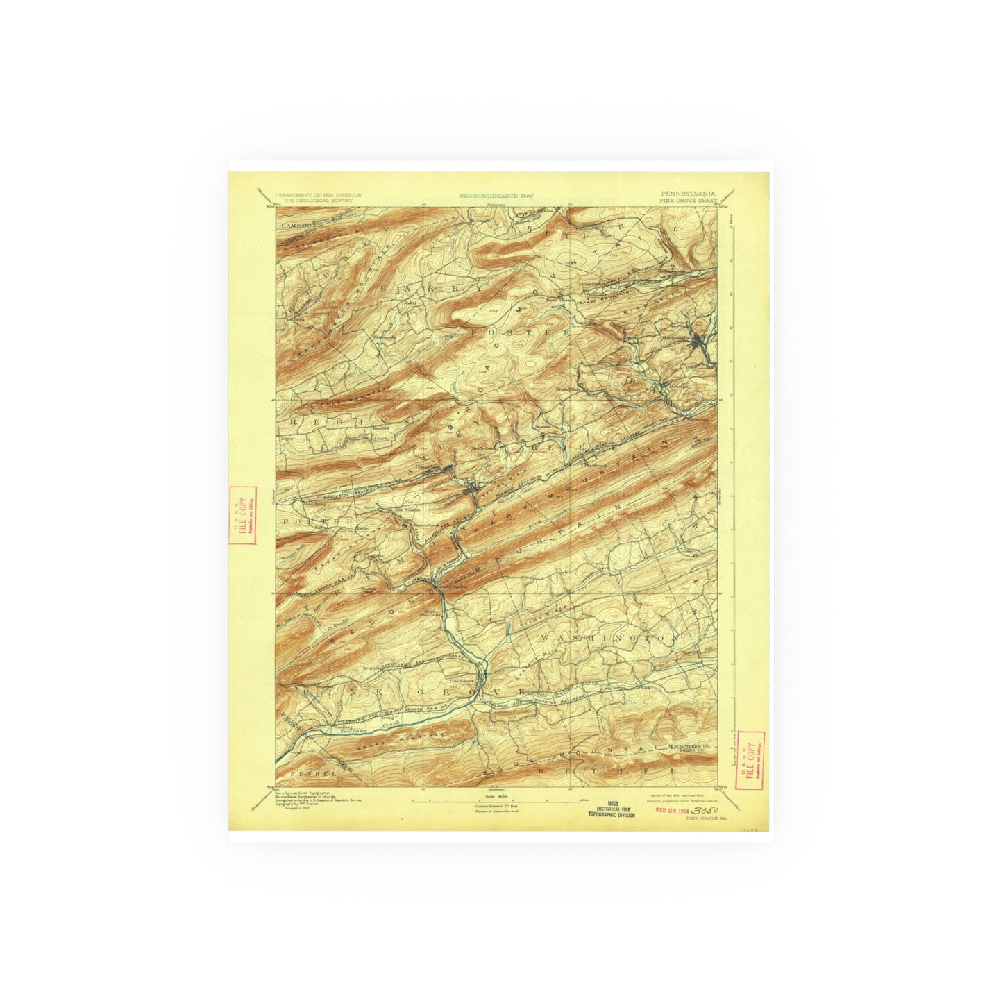 USGS Topographic Map — Pine Grove Quadrangle, 1892