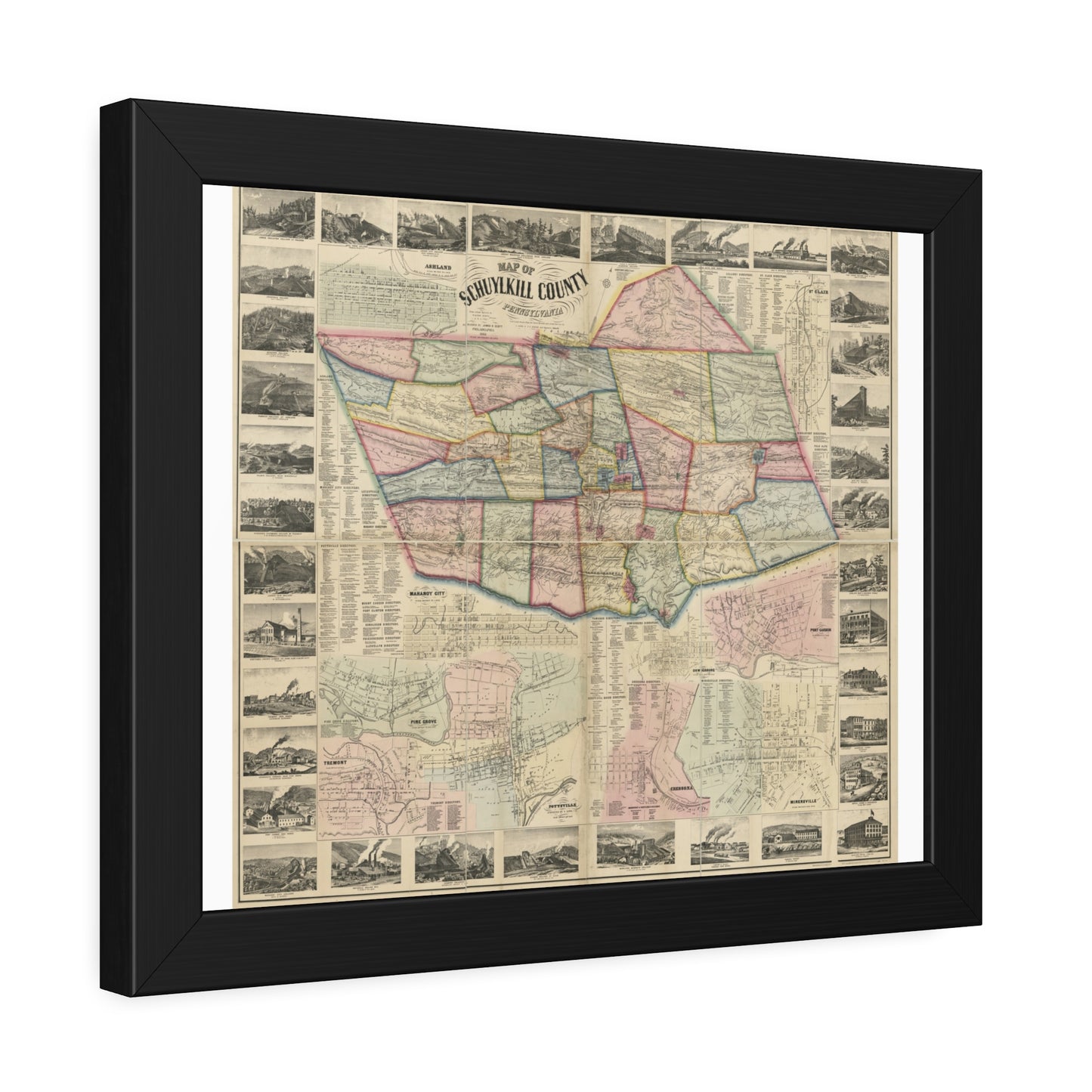 Map of Schuylkill County, Pennsylvania: From Actual Surveys (Scott) — Framed