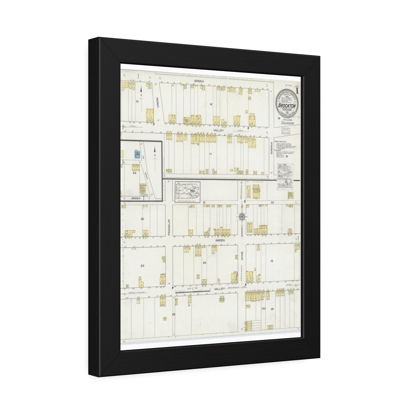 Sanborn Fire Insurance Maps — Brockton — Framed