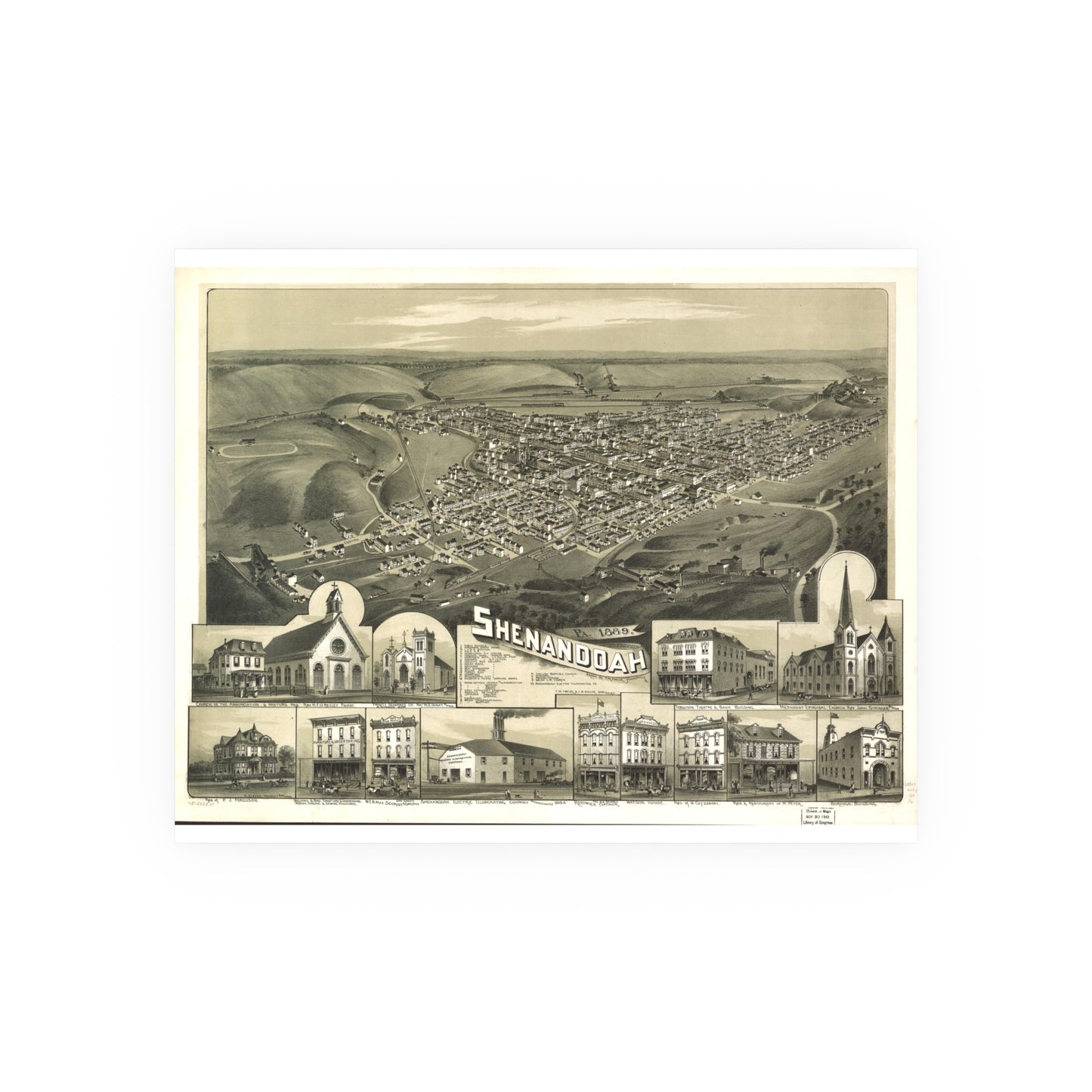 Bird's-Eye View of Shenandoah, 1889 (T. M. Fowler)