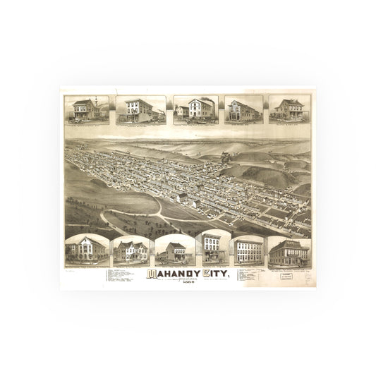 Bird's-Eye View of Mahanoy City, 1889 (T. M. Fowler)