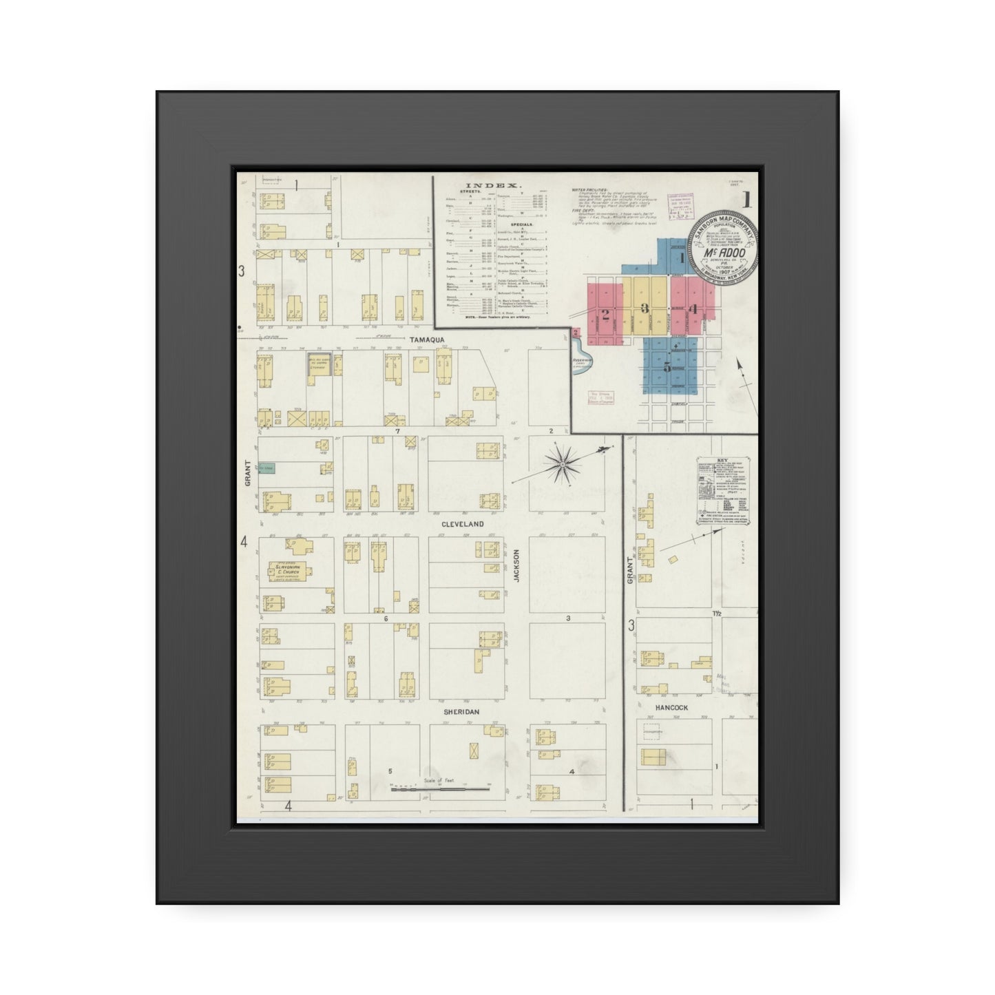 Sanborn Fire Insurance Maps — McAdoo — Framed