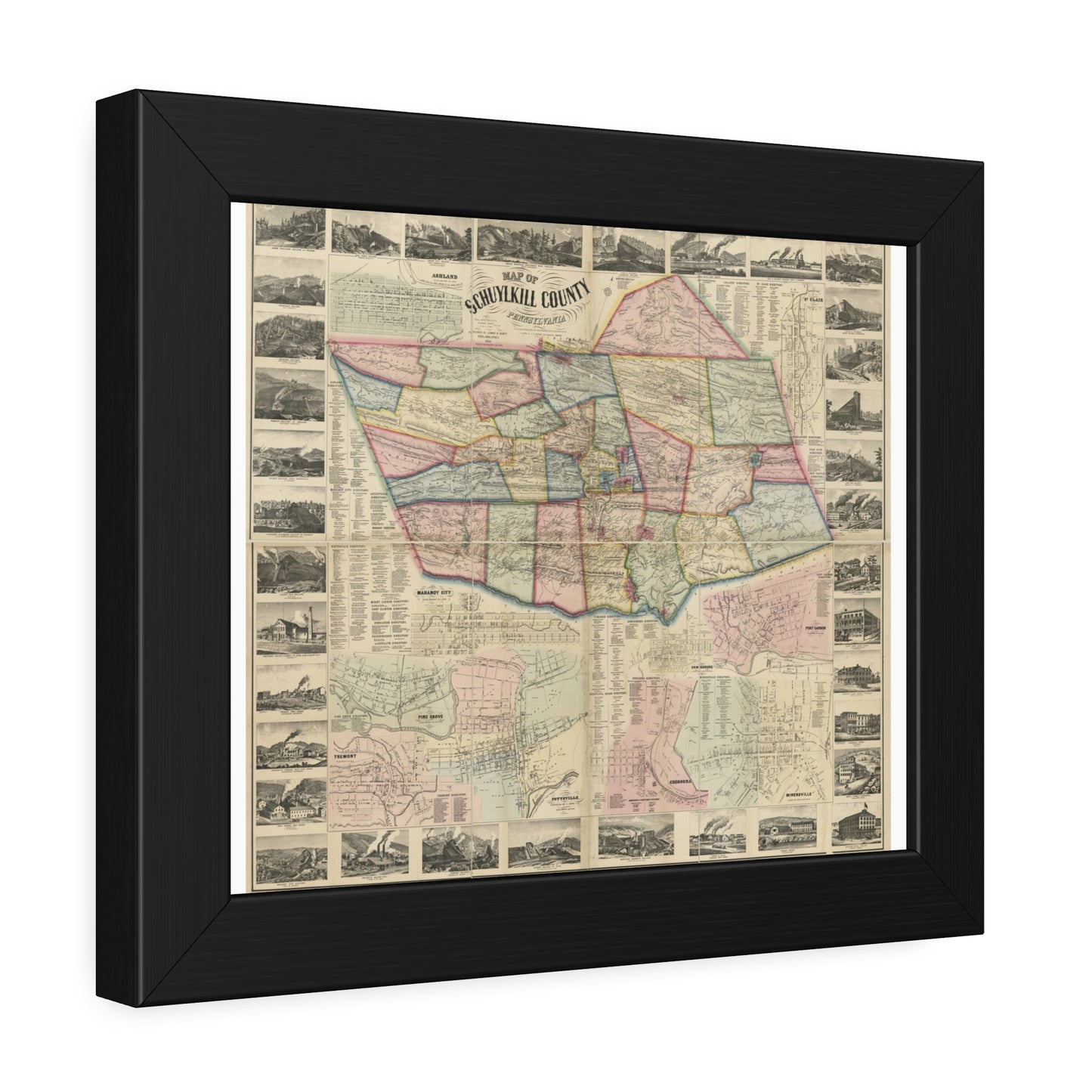 Map of Schuylkill County, Pennsylvania: From Actual Surveys (Scott) — Framed