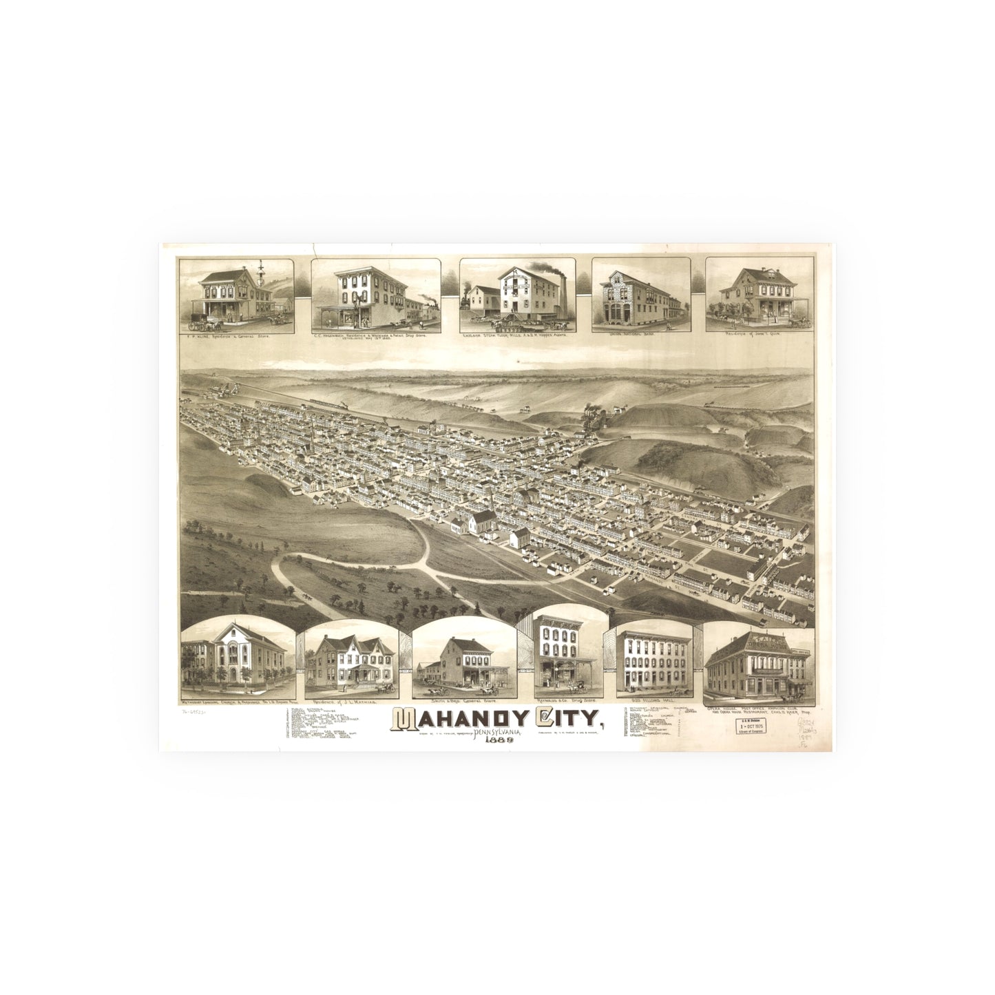 Bird's-Eye View of Mahanoy City, 1889 (T. M. Fowler)