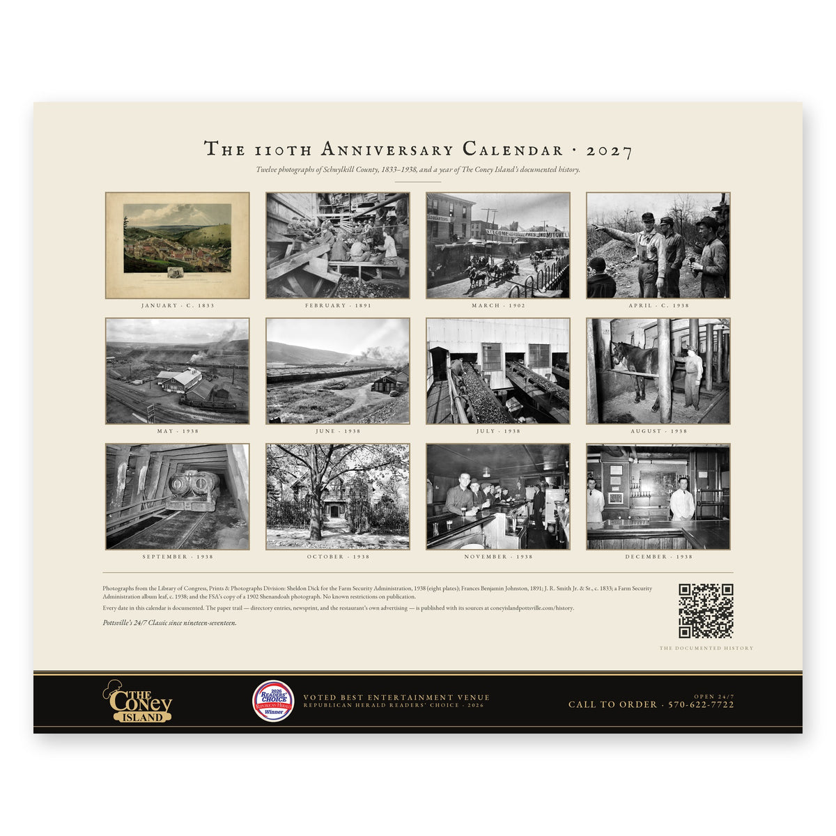 Back cover — the twelve plates at a glance, credits, and the documented-history QR
