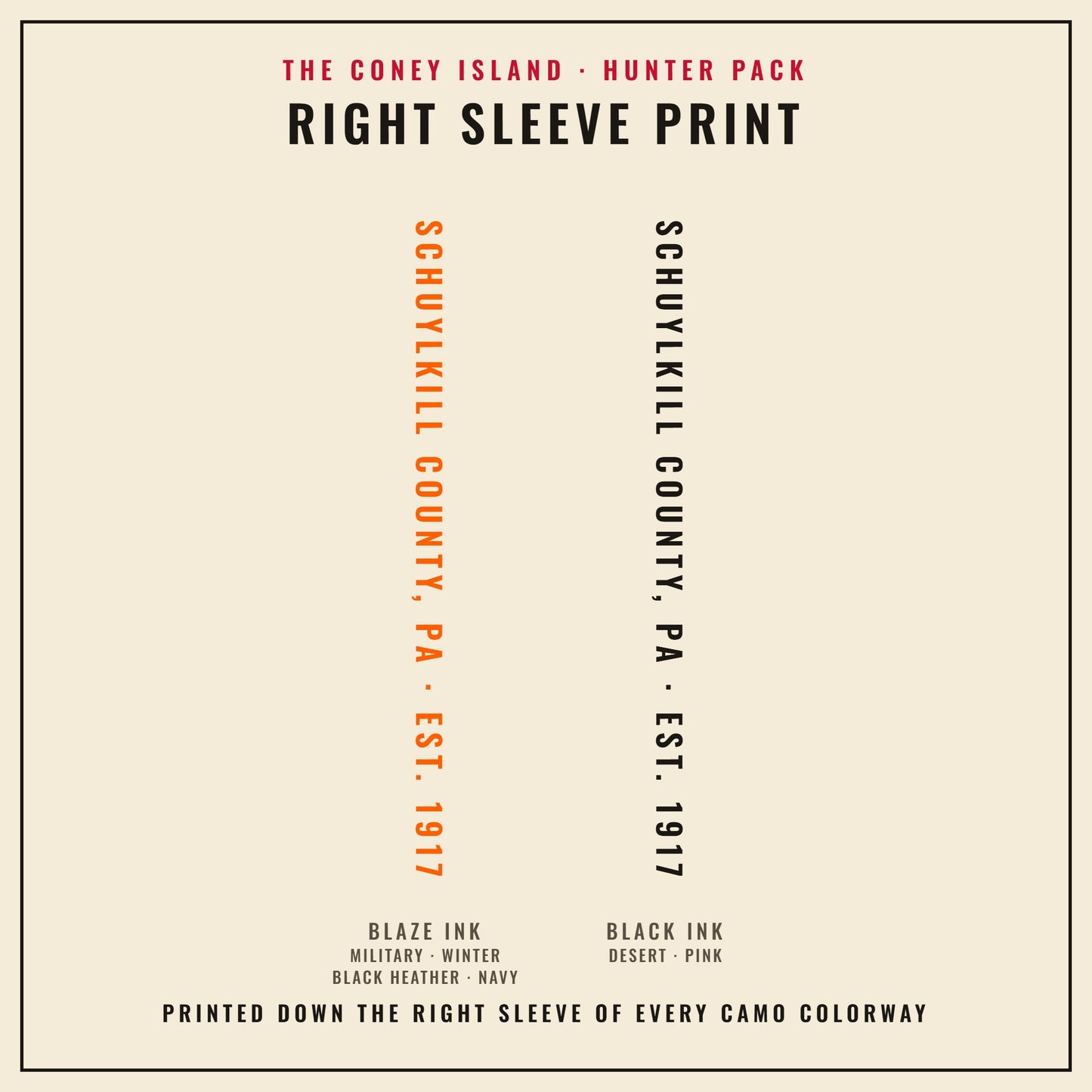 Right sleeve print — SCHUYLKILL COUNTY, PA · EST. 1917