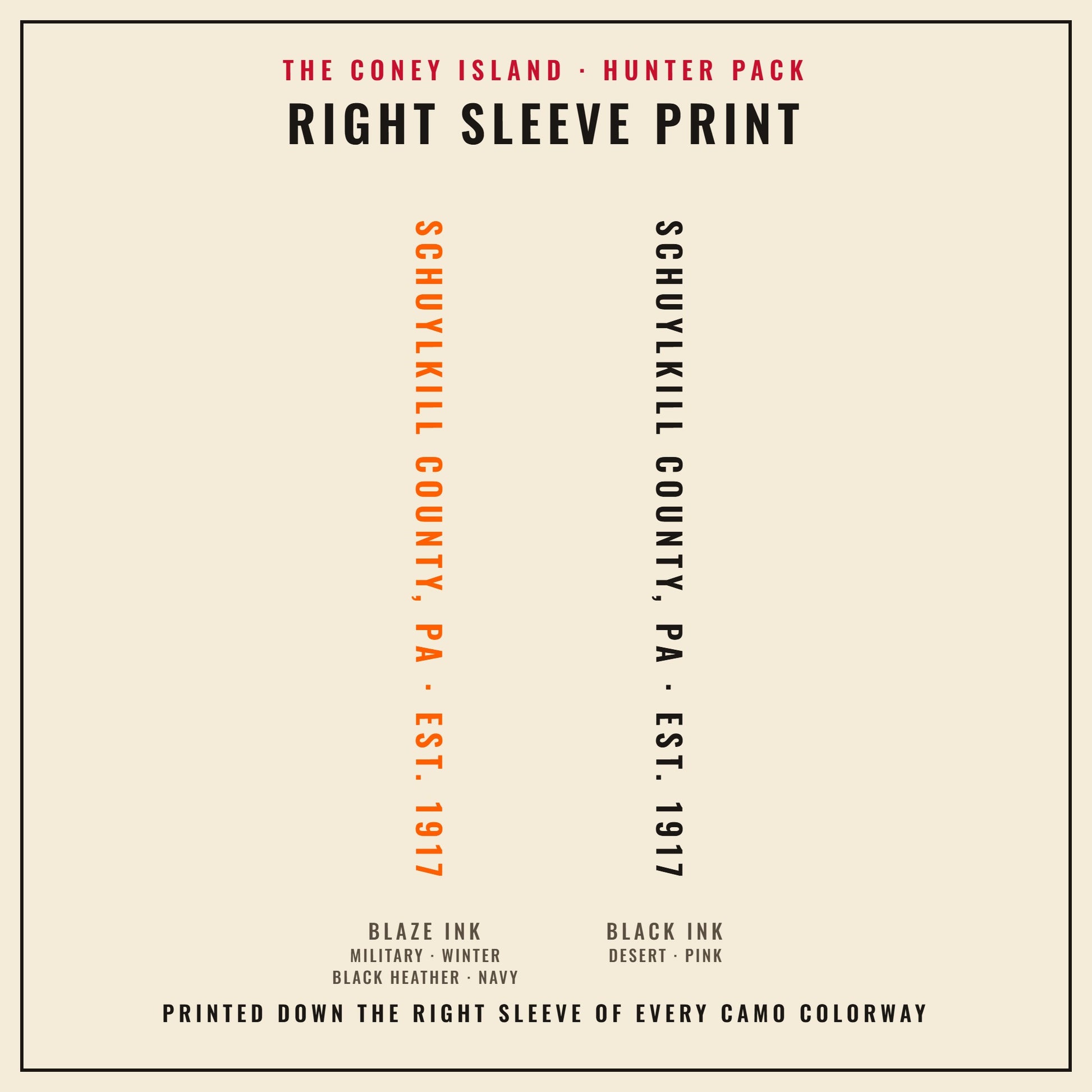 Right sleeve print — SCHUYLKILL COUNTY, PA · EST. 1917